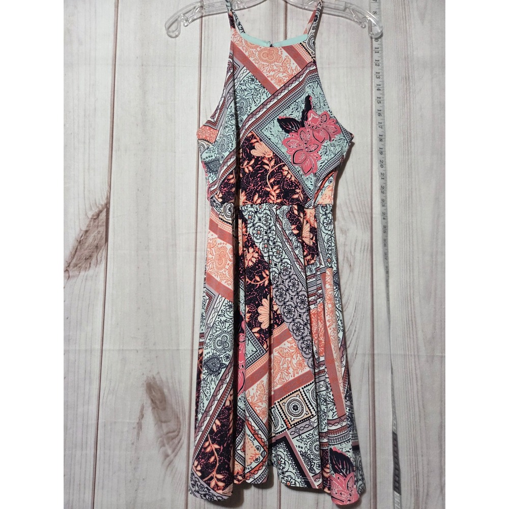 Maurices Ladies Small Floral Patchwork Halter Dress Sleeveless A-Line